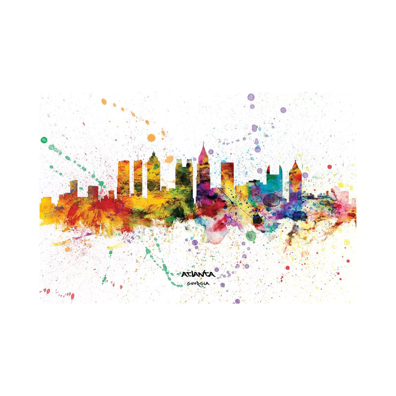 Atlanta Georgia Skyline Splash by Michael Tompsett - Wrapped Canvas Gallery-Wrapped Canvas Giclée, 20.32cm H x 30.48cm W