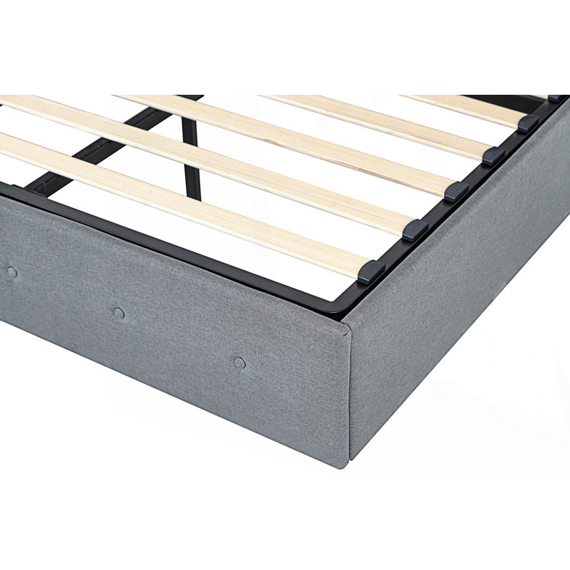 Structure de lit grand avec rangement - Lit de rangement relevable avec tête de lit moderne à oreilles, Gris clair