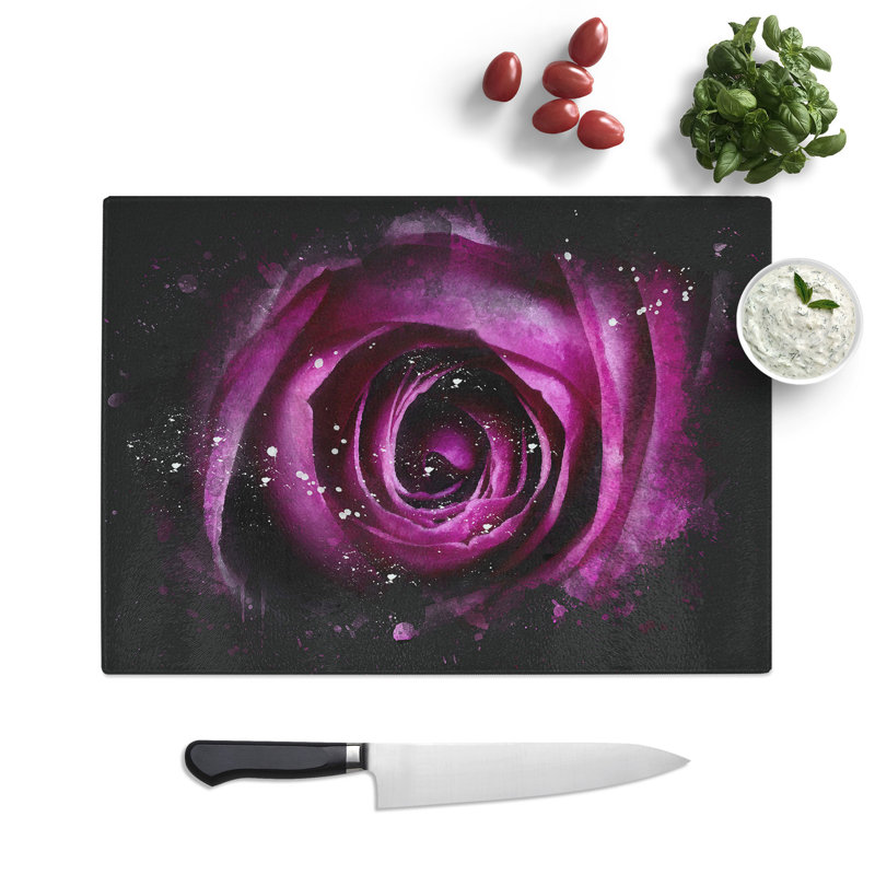 Rose Flower Vol.2 Paint Splash Chopping Board, 0.4cm H x 28.5cm W x 39cm L