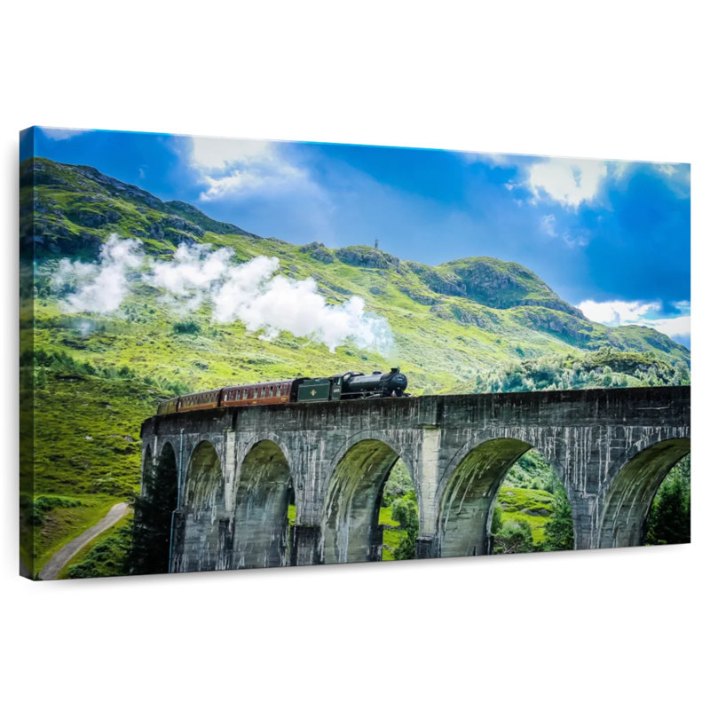 Lilie train à vapeur sur un pont en arc, H 26 po x l 39 po