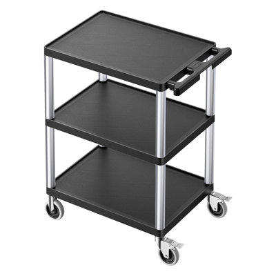 3-shelf Utility Cart 300 lbs 27.6 x 18.1-inch Service Cart with Wheels
