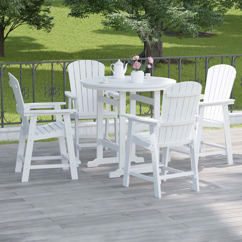 Cesia Patio High - Density Polyethylene (HDPE) Adirondack Chair, White