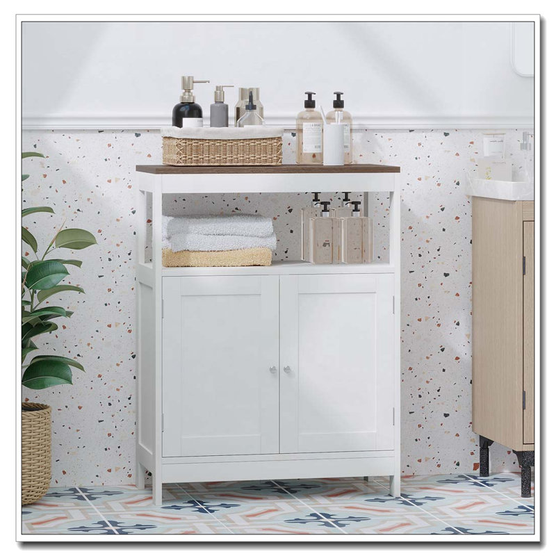 Armoire de rangement moderne avec plateau en bois naturel