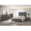 Grand lit Kay, capitonnage en faux diamant, revêtement gris, bordure argentée, bois-93513250