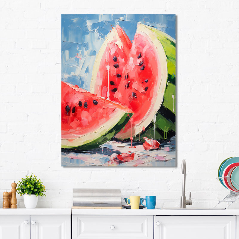 «Summertime Watermelon Fruit 2 - Fruits», art mural, H 32 po x l 16 po x P 1 po