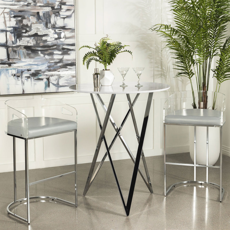 Table de bar blanche et chromée