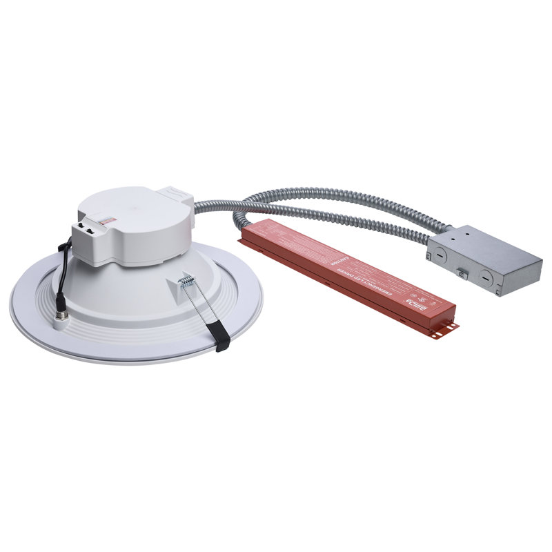 38W Field Selectable LED 10-Inch Commercial Downlight Dual Dimming Integrated Emergency Driver Round 120-277V