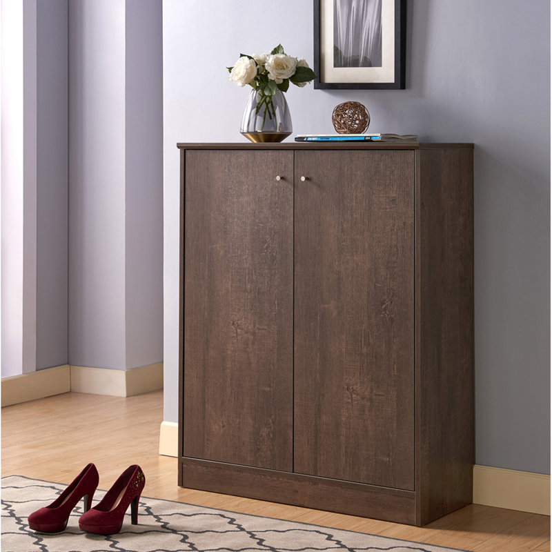 Dasheil Shoe Storage Cabinet, Walnut Oak