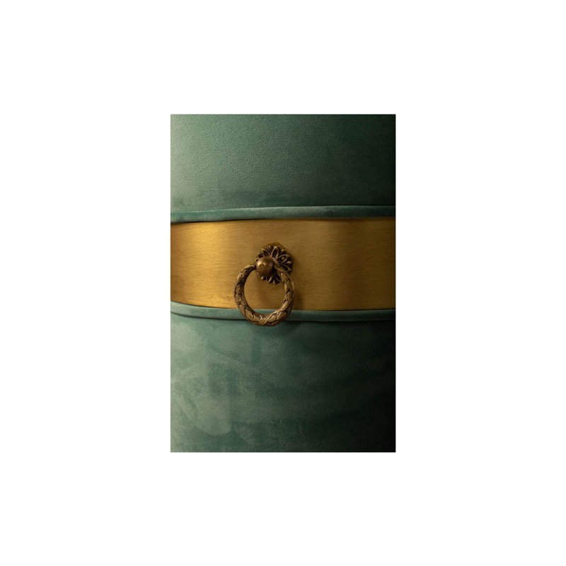 Alffi Velvet Round Solid Colour Pouffe Ottoman, Turquoise