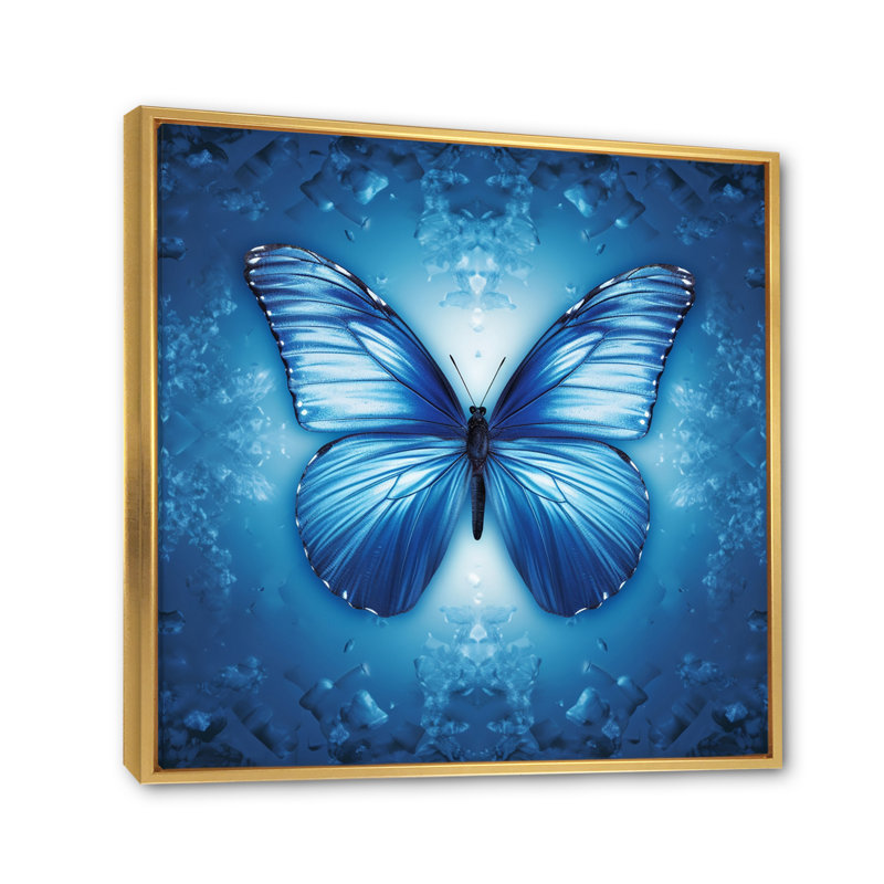 Diamant papillon III sur toile, Cadre flottant doré, H 16 po x l 16 po x P 1 po