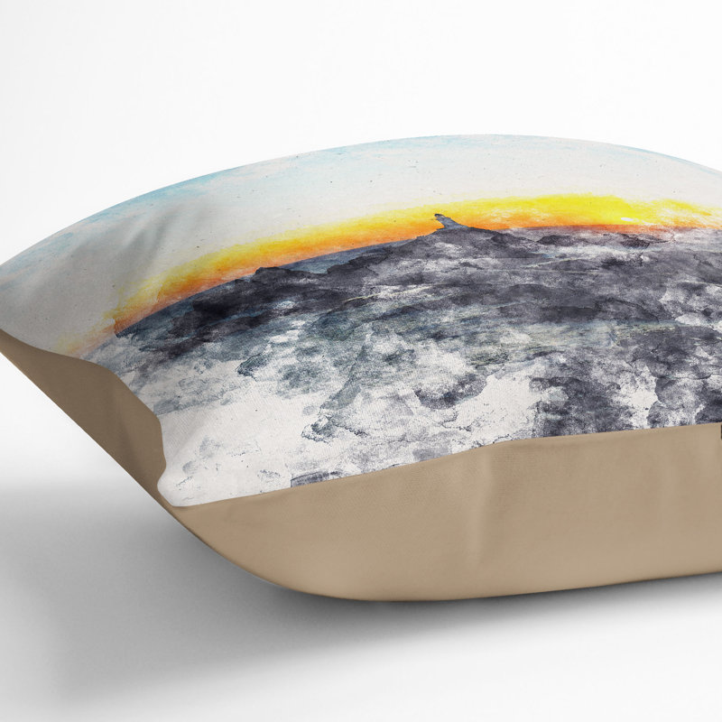 Lighthouse in Jersey Watercolour Cushion with Filling, 40cm H x 40cm W x 15cm D, Stone