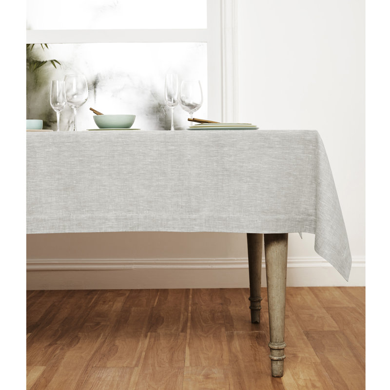 100% Pure Linen Tablecloth - Athena, Oyster Gray, 72" x 54"