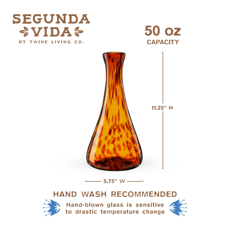 Amber Hand Blown Recycled Glass Wine Decanter