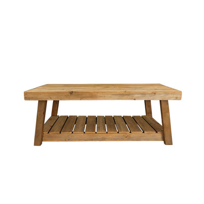 Reclaimed Wood Coffee Table With Shelf – 49.5” X 20” X 18”h | Handcrafted Rustic Modern Design With 11” Storage Space