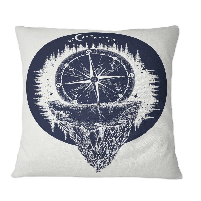 Coussin Compass And Mountain, 18 po x 18 po