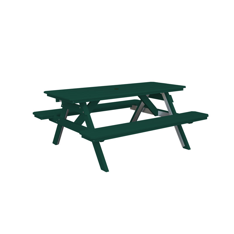Table de pique-nique rectangulaire, Vert gazon, L 70 po x L 60 po