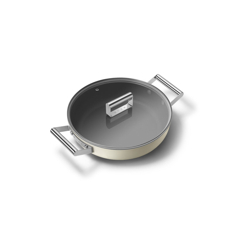 Smeg Deep Pan 28cm with Lid, Cream
