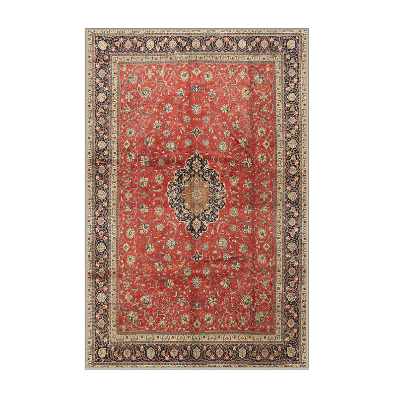 Tapis traditionnel rouge / bleu marine Franka, Rectangle 2 pi x 5 pi