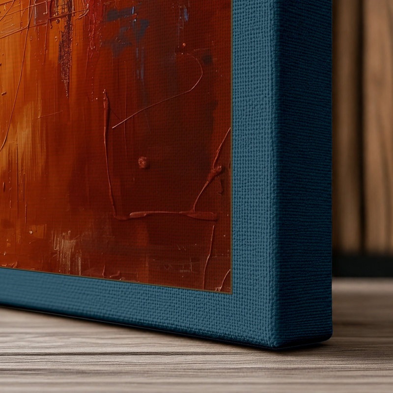 Desert at Dusk Abstract - Wrapped Canvas, 24x16 - 61.0 x 40.6 cm, Teal Border