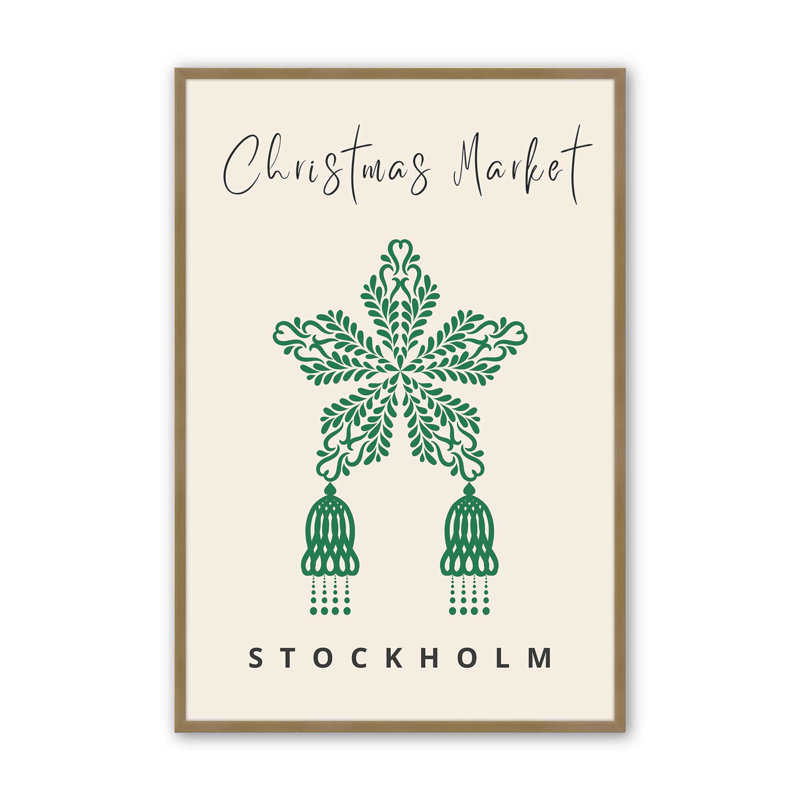 Affiche de marché de Noël I, impression, Cadre simple brossé doré, H 25,25 po x l 19,25 po x P 1,25 po