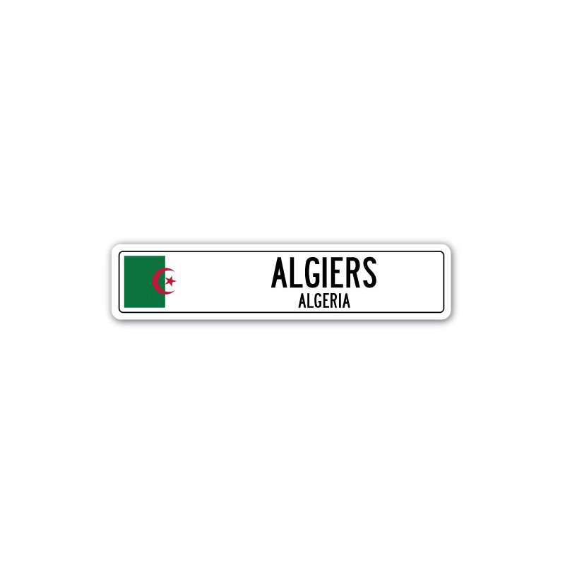 Plaque de rue Beecher, drapeau d'Alger, H 7 po x l 30 po x P 1 po