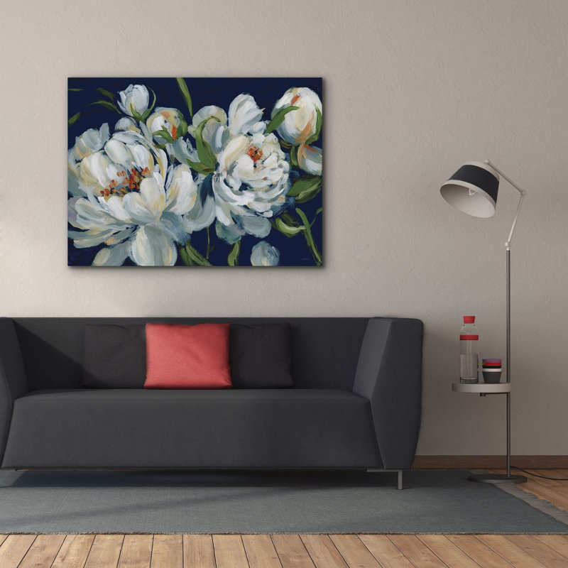 Toile épique Graffiti «Peony Season 1 Navy» par Katrina Pete, 54 po x 40 po