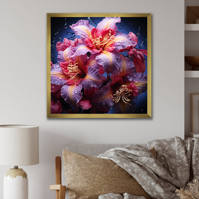 Beauté tropicale, fleurs d'hibiscus, rêves, H 30 po x l 30 po x P 1 po, Cadre doré simple