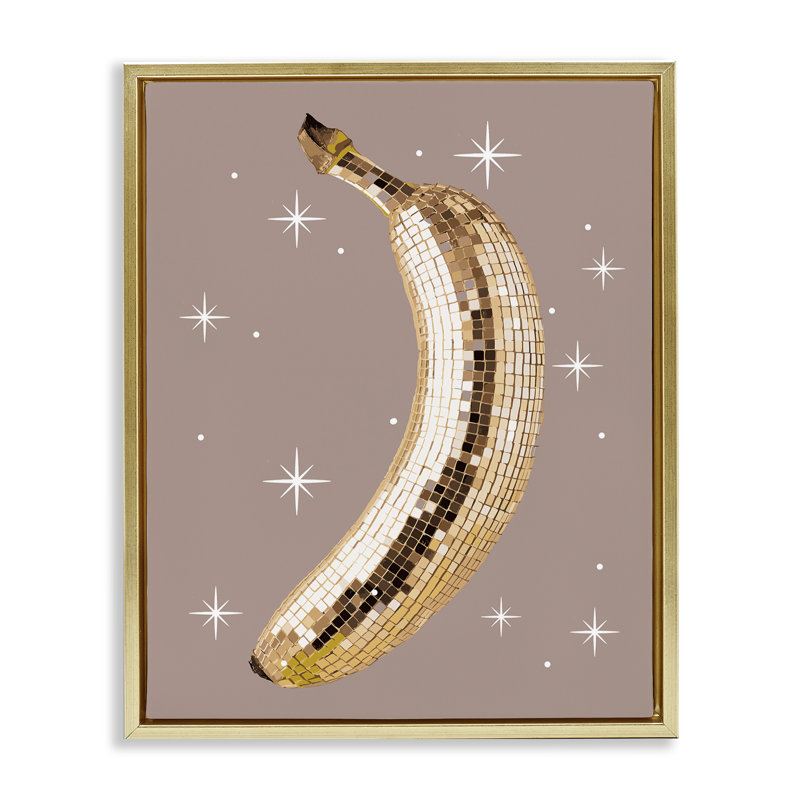 Cadre flottant Luminous Glam Banana, design par Lil 'Rue, H 31 po x l 25 po, Cadre flottant métallique doré