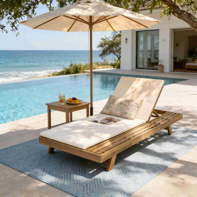 Ensemble de chaises longues, Crème, Brun pâle