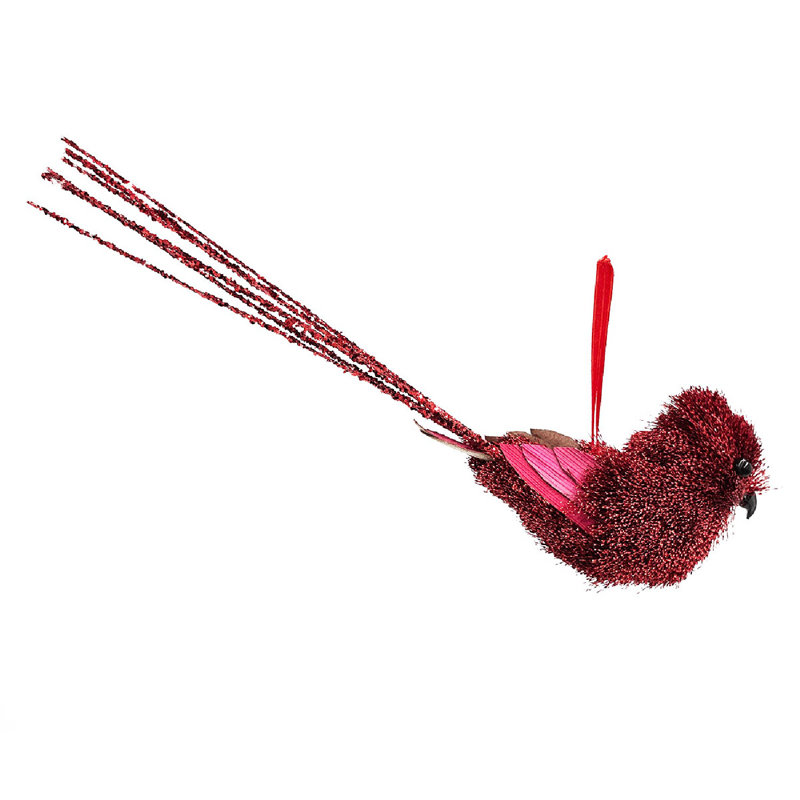 Tinsel Bird Clips - Set of 12 - Brown