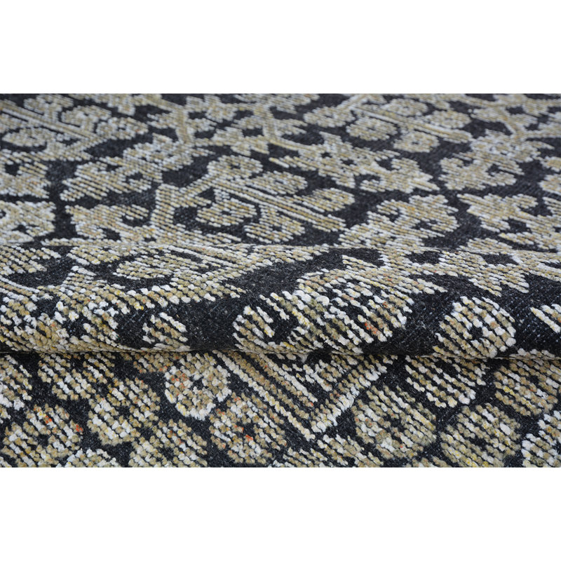 Wool Oriental Area Rug in Charcoal/Sand, Rectangle 8' x 10'