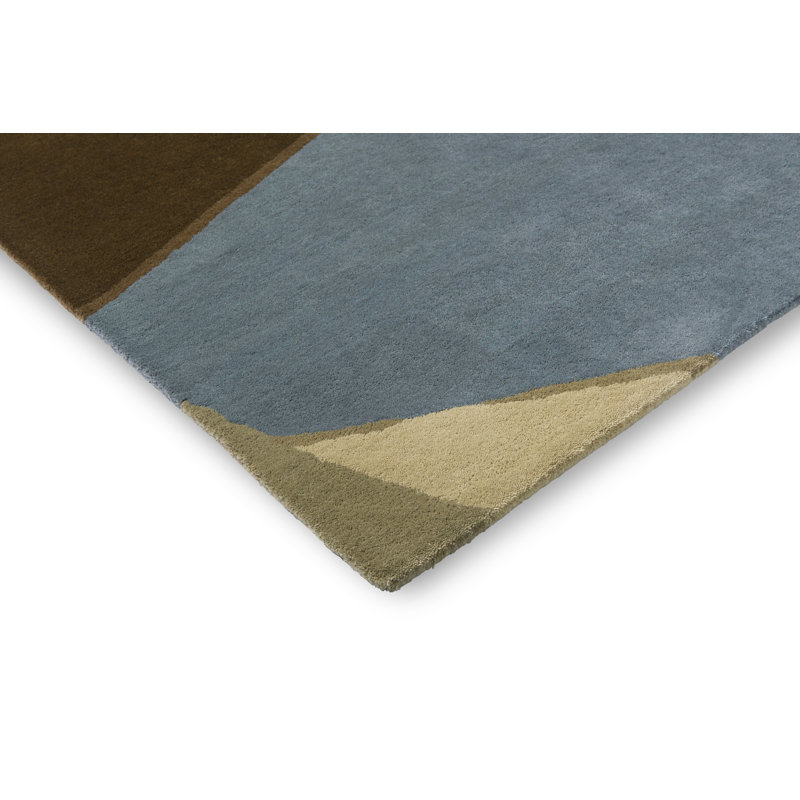 Sumi Reflect Hand Tufted Wool Abstract Area Rug in Cornflour/Spice, Rectangle 6'7" x 9'2"