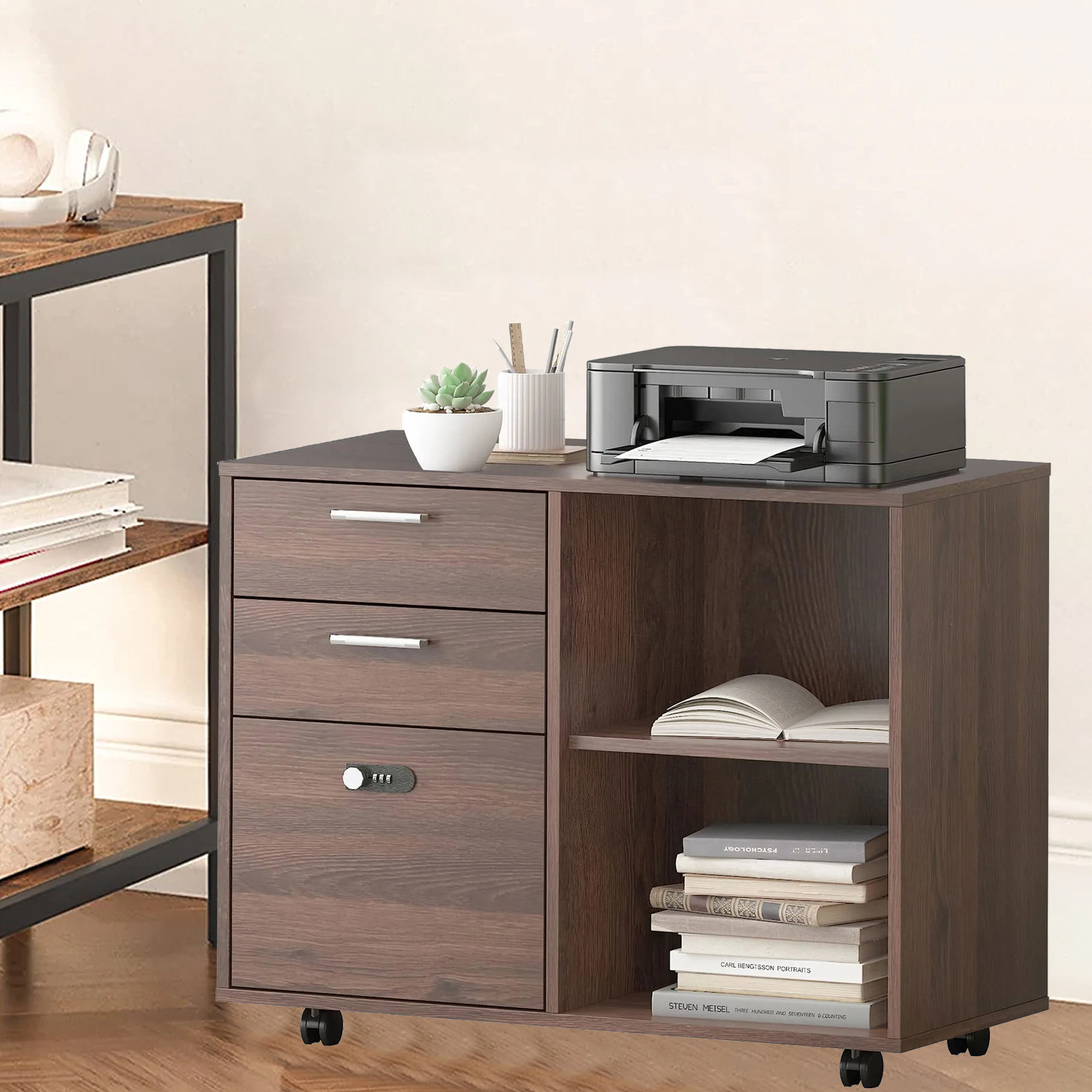  DEVAISE 3-Drawer Wood File Cabinet, Mobile Lateral