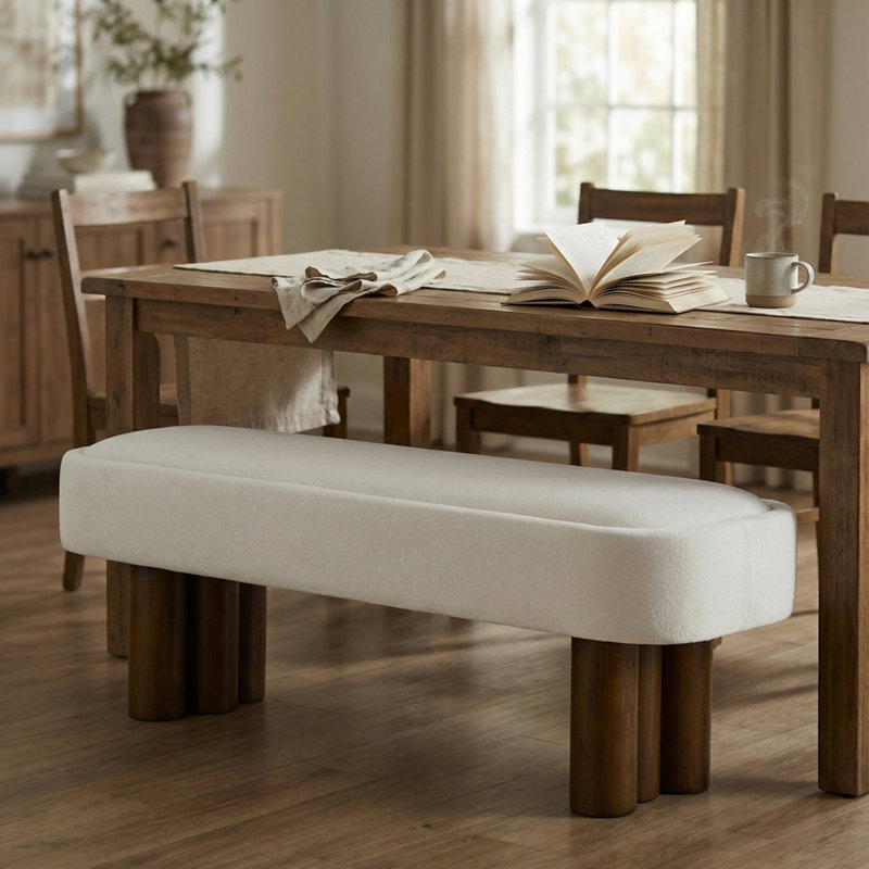 Banc de salle à manger rembourré Karsen, Beige