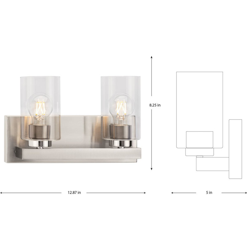 Éclairage pour meuble-lavabo moderne 2 lumières, Argent