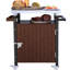 Chariot extérieur pour barbecue avec plateau imperméable - Roues de service mobiles et crochets de rangement pour table en acier inoxydable