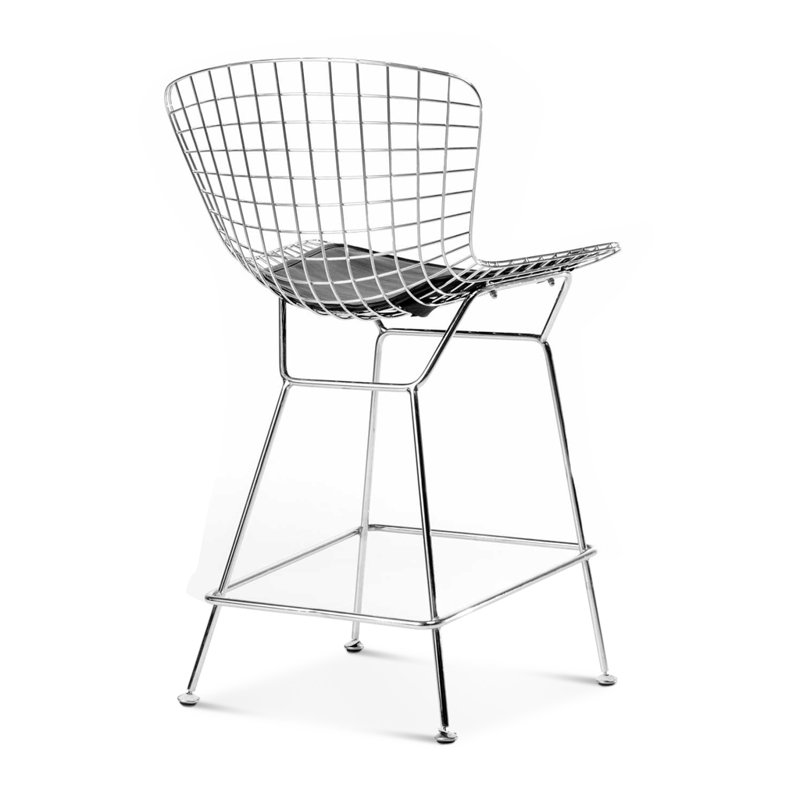 Ensemble de deux tabourets de bar Bertoia avec cadre noir