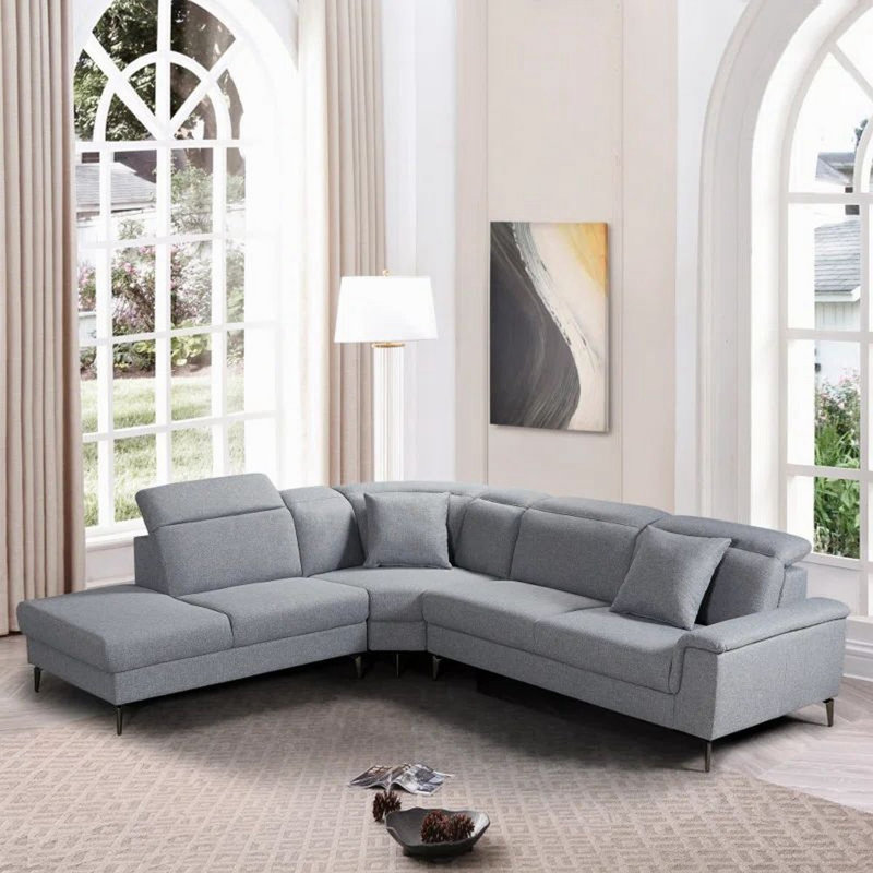 Canapé modulaire 3 pièces d'angle rembourré, Gris