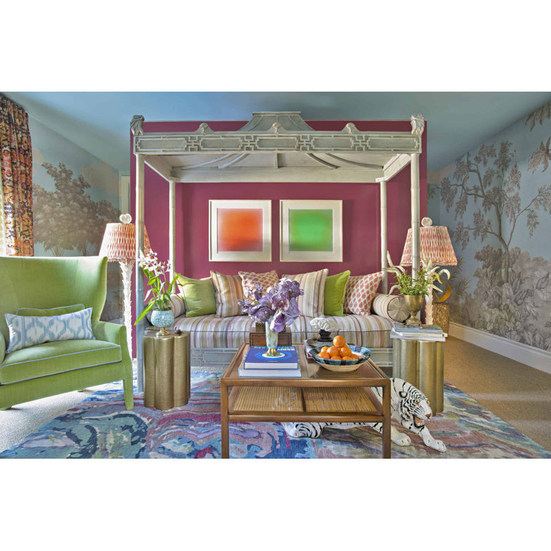 Hand Knotted Abstract Area Rug in Aqua/Silver/Plum, Runner 3' x 12'