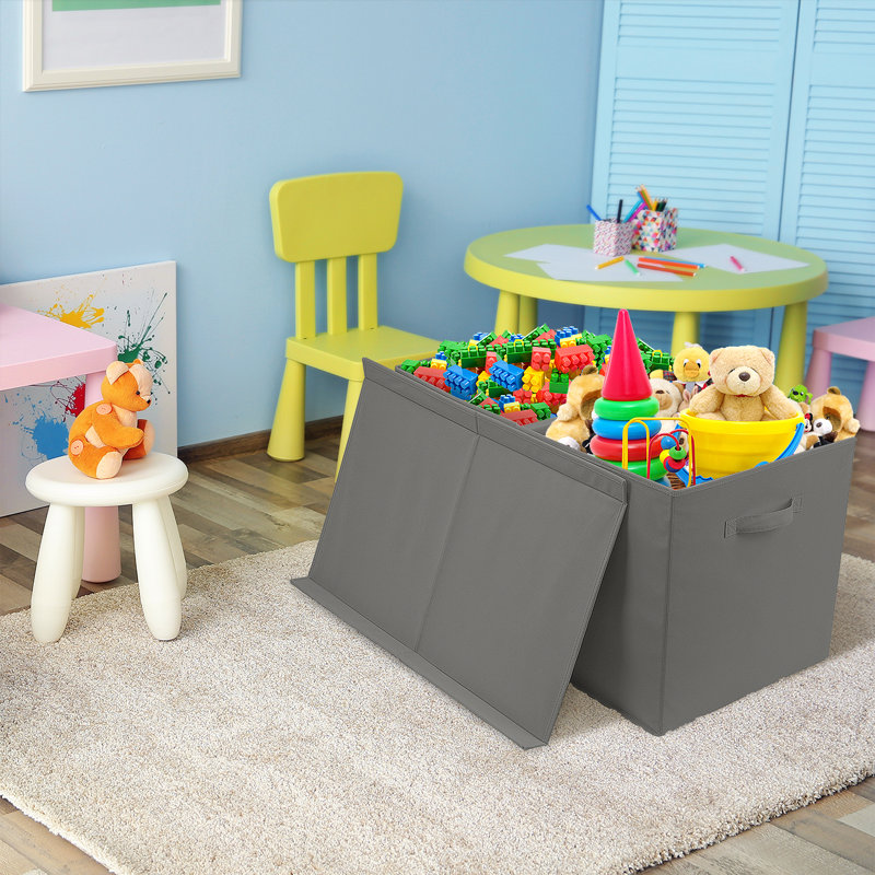 Sorbus Collapsible Fabric Toy Storage Box with Lide, Gray