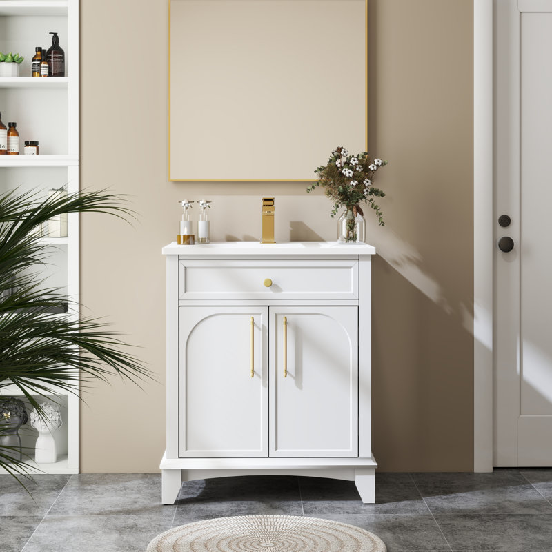 Meuble-lavabo moderne 28 "avec lavabo, Blanc
