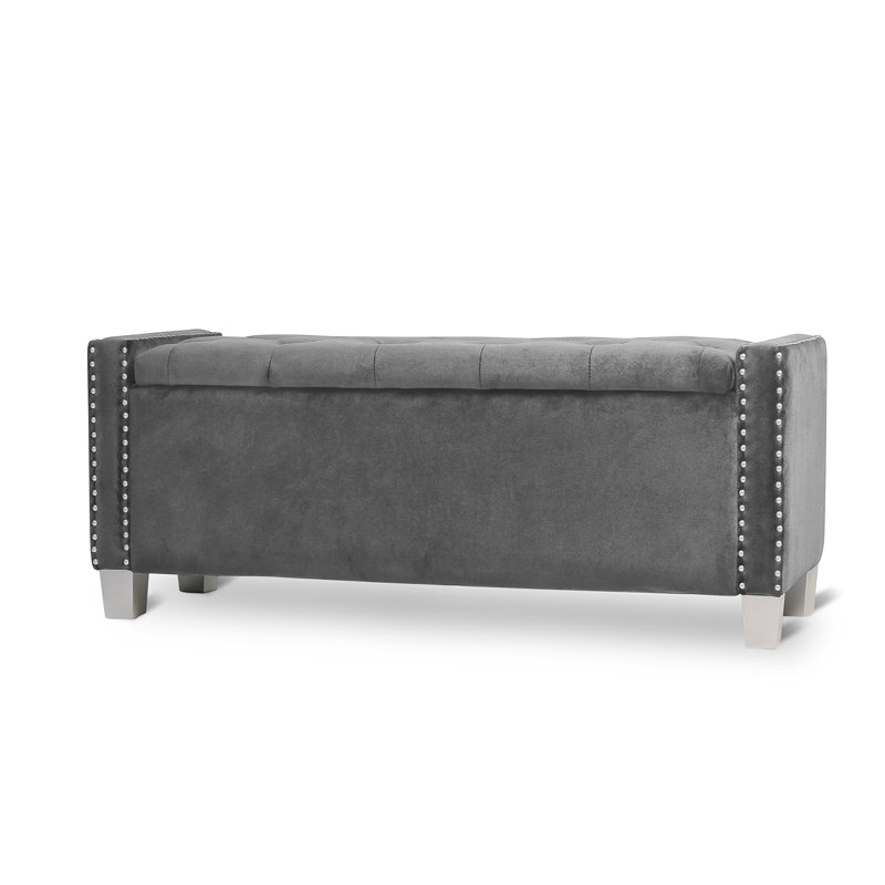 Banc de rangement rembourré Chuichu, gris