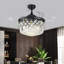 Ventilateur de plafond 42 po en cristal noir avec lumières DEL pour le salon et la salle à manger