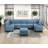 Gey Modular Single Armchair With Storage Seat, Button Tufted Blue Polyester