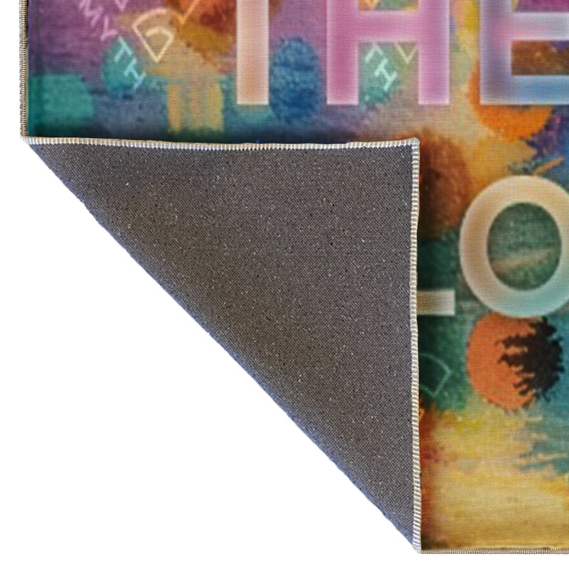 Tapis multicolore à motifs textuels «Save The Color» de la collection Écrite, Rectangle 4 pi 11,06 po x 9 pi 10,11 po
