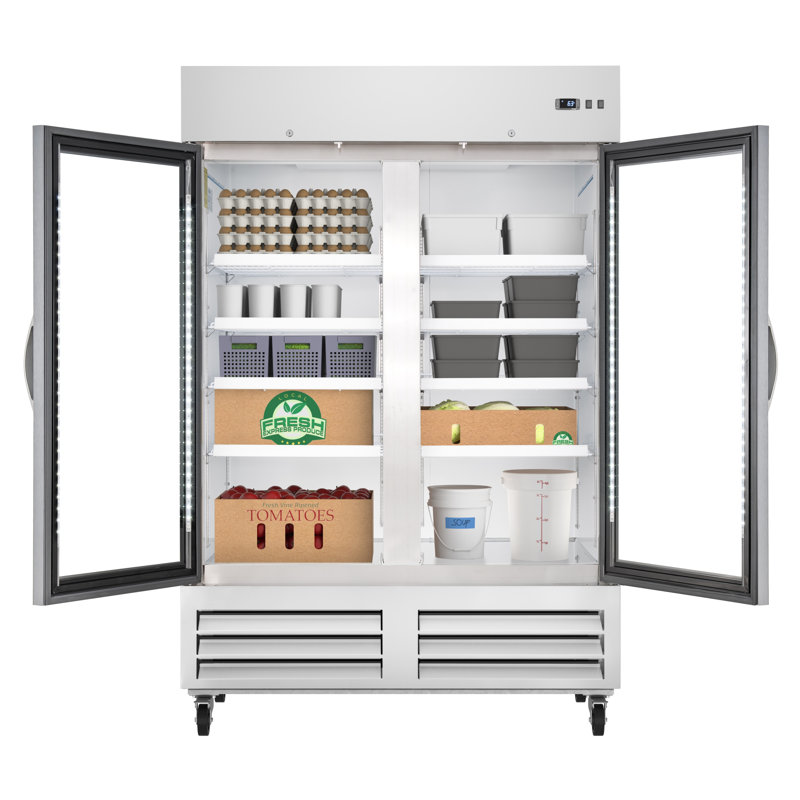 54 in. Commercial Two Glass Door Convertible Reach-In Refrigerator/Freezer with 49 Cu. Ft. Capacity