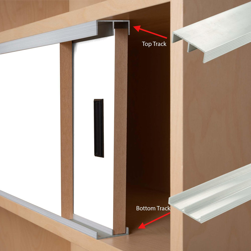 Ensemble de rails de porte coulissante en aluminium à finition moulinée 3/4 po Outwater pour portes en bois, longueur 72 po (paquet de 10)