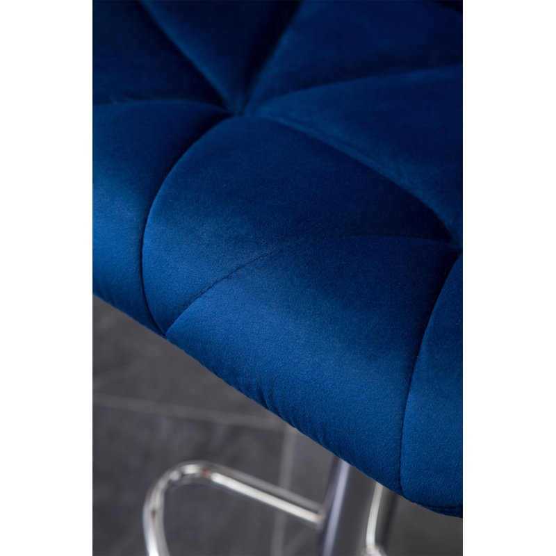 Tabouret de bar Breni Velvet Diamond, Bleu