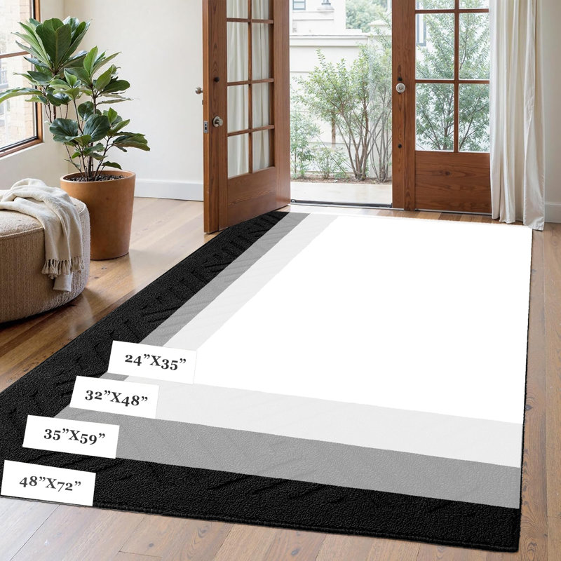 Tapis d'entrée antidérapant pour salle de bain Wardlaw, L 32 po x L 48 po, Noir