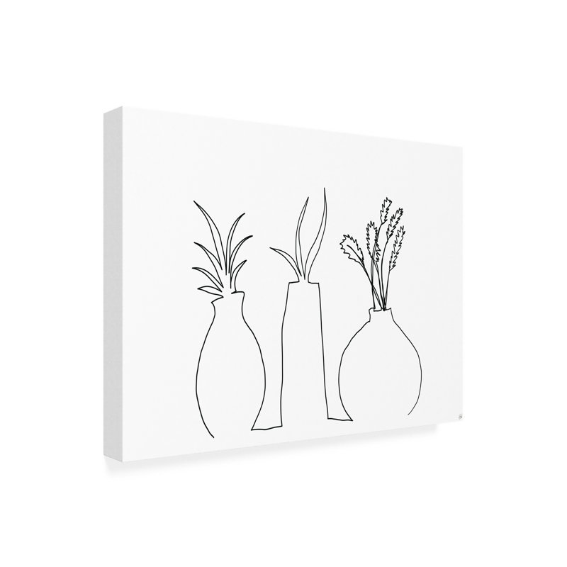 Ligne et pinceau, ensemble floral, nature morte 2, art sur toile, H 35 po x l 47 po x P 2 po